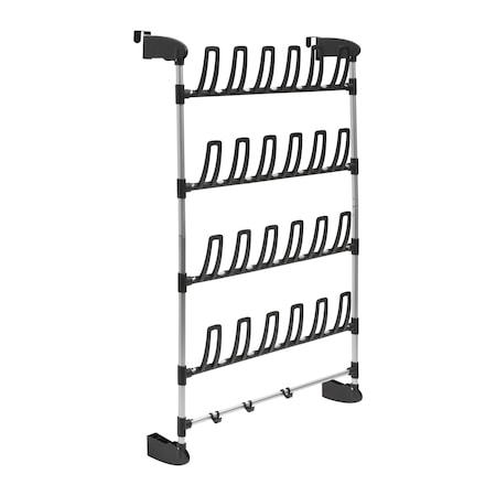 Organize It All 12 Pair Over the Door Shoe Rack with Accessory Hooks NH-17717W-1